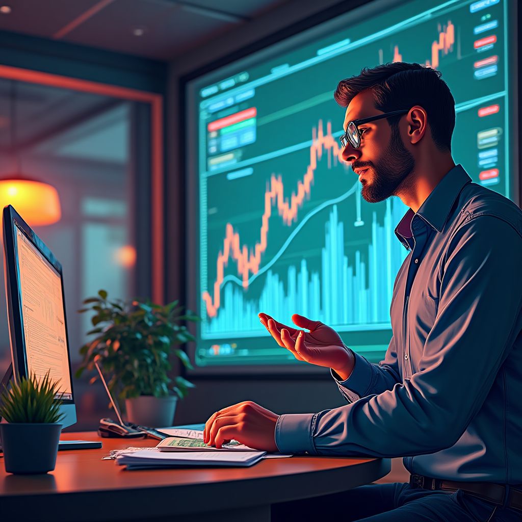 Consultor financiero explicando estrategias
